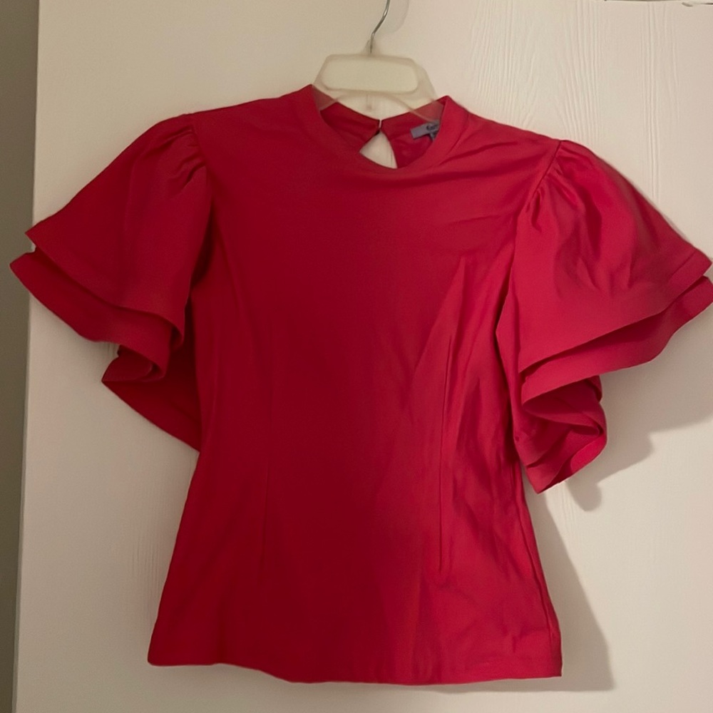 Hot pink ruffled sleeve top